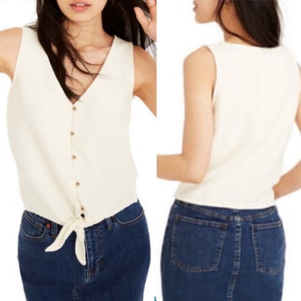 NWT Madewell texture & thread button down tie top